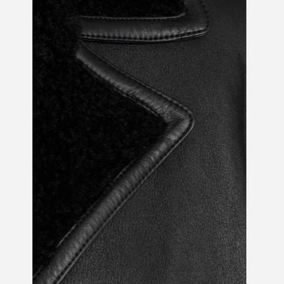 THEORY Reversible Double-Breasted Shearling Lambskin Jacket - Picture 4 of 14